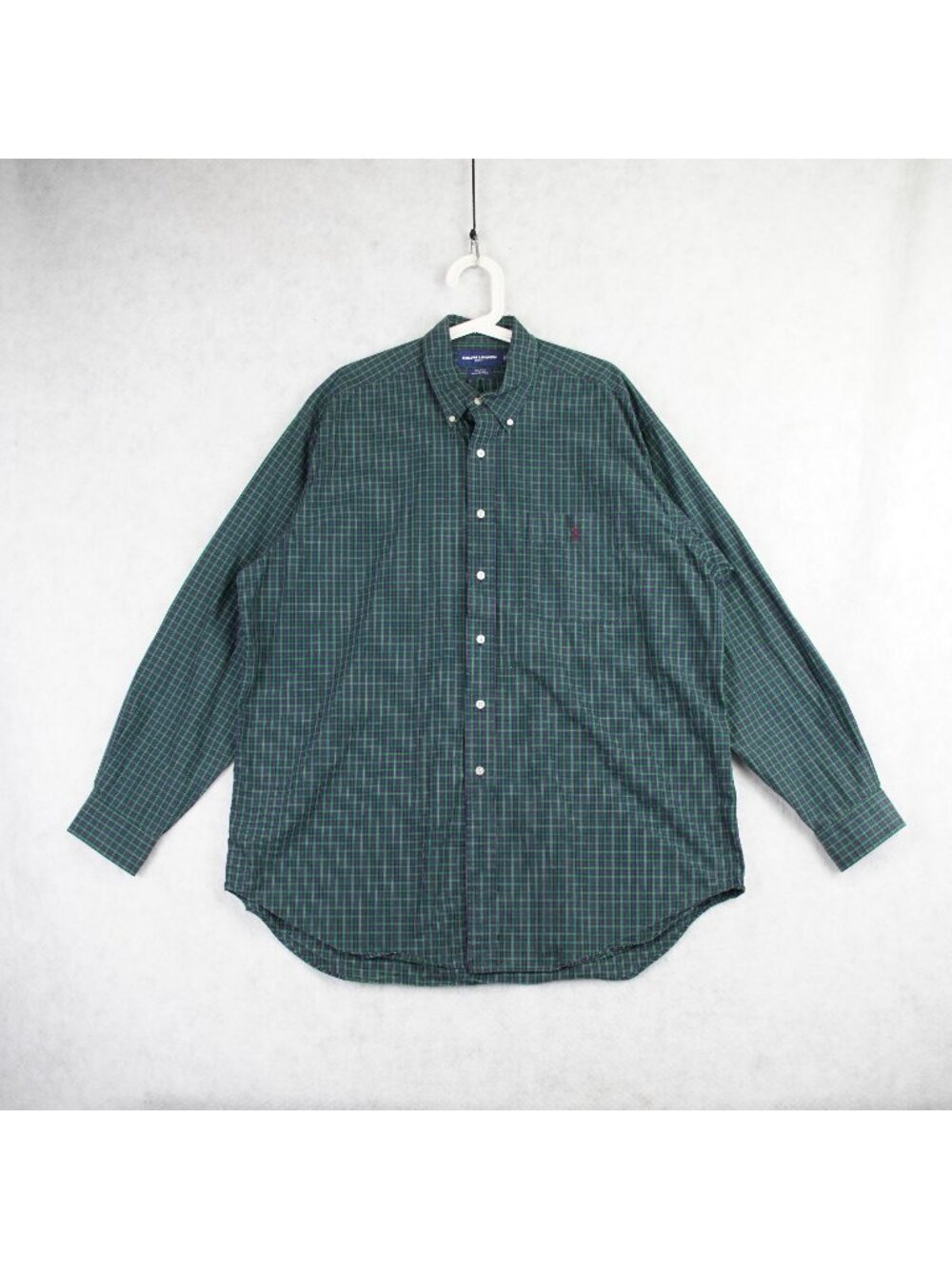 Ralph Lauren Golf Mens Tilden Button Down Shirt Size XL Green Plaid 100% Cotton
